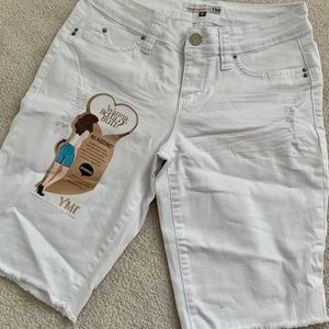 white knee length shorts!